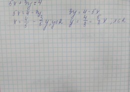Как решить уравнение 5x + 3y=4?